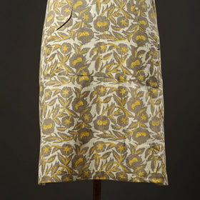 Yellow - bagru cotton apron with pocket 19 - handcrafted