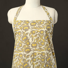 Yellow - bagru cotton apron with pocket 19 - handcrafted