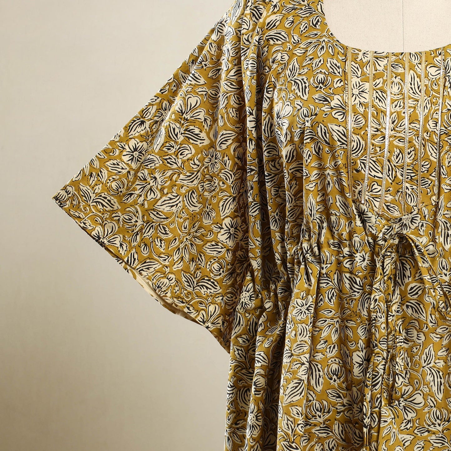 Buy Yellow Bagh Block Print Cotton Kaftan
