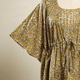 Buy Yellow Bagh Block Print Cotton Kaftan