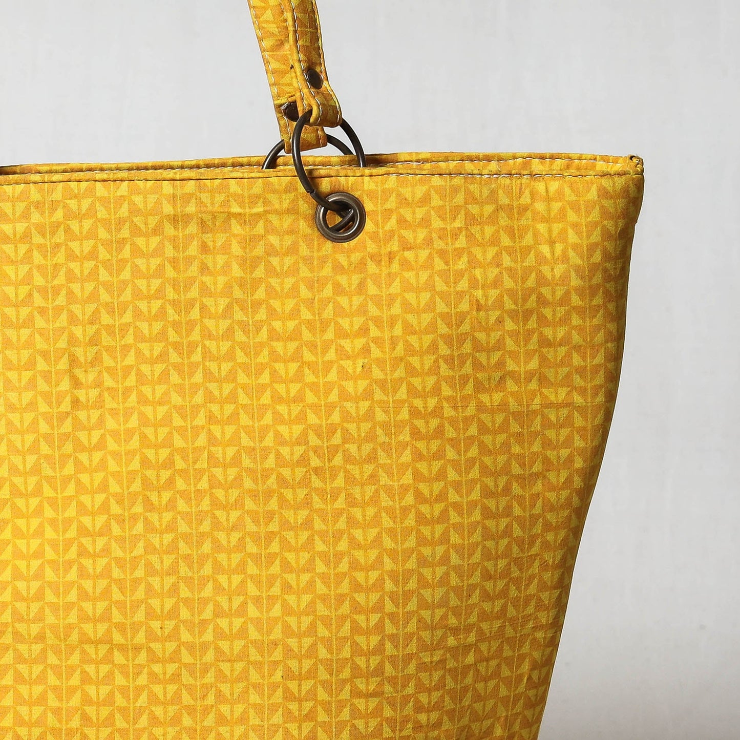  Yellow Bagru Block Printed Cotton Shoulder Bag 