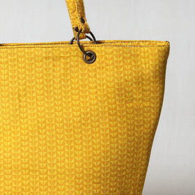  Yellow Bagru Block Printed Cotton Shoulder Bag 