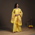 Yellow - banarasi with gota work meena weaving silk cotton
