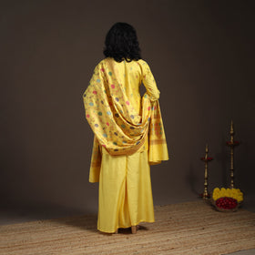 Yellow - banarasi with gota work meena weaving silk cotton