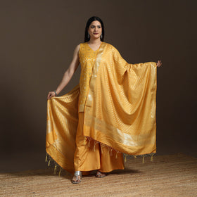 Yellow - banarasi tanchoi silk cotton palaazo set for women