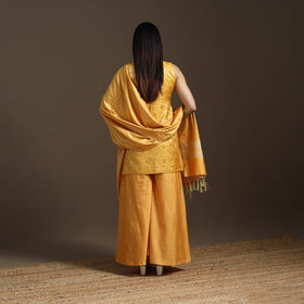 Yellow - banarasi tanchoi silk cotton palaazo set for women