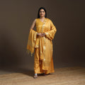 Yellow - banarasi tanchoi silk cotton palaazo set for women