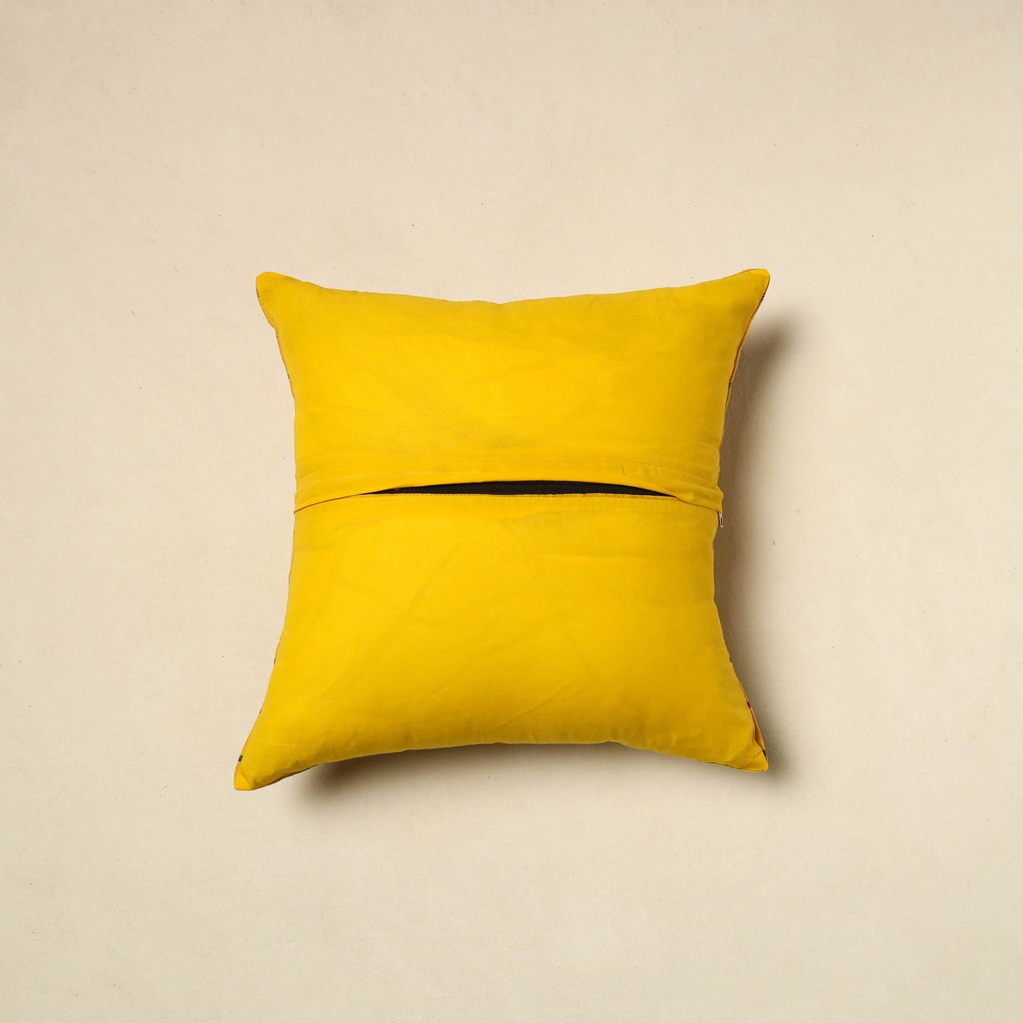 Buy Yellow Bandhani Patch Ikat Cushion Cover