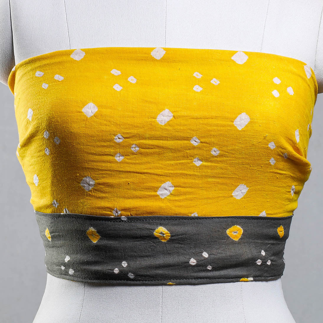Yellow - Bandhani Tie-Dye Cotton Blouse Piece