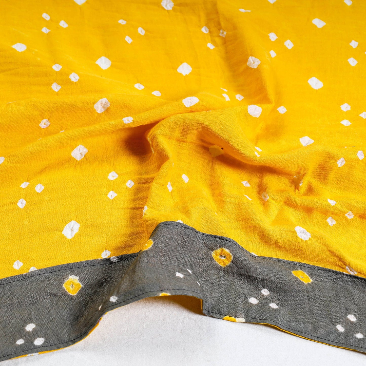 Yellow - Bandhani Tie-Dye Cotton Blouse Piece