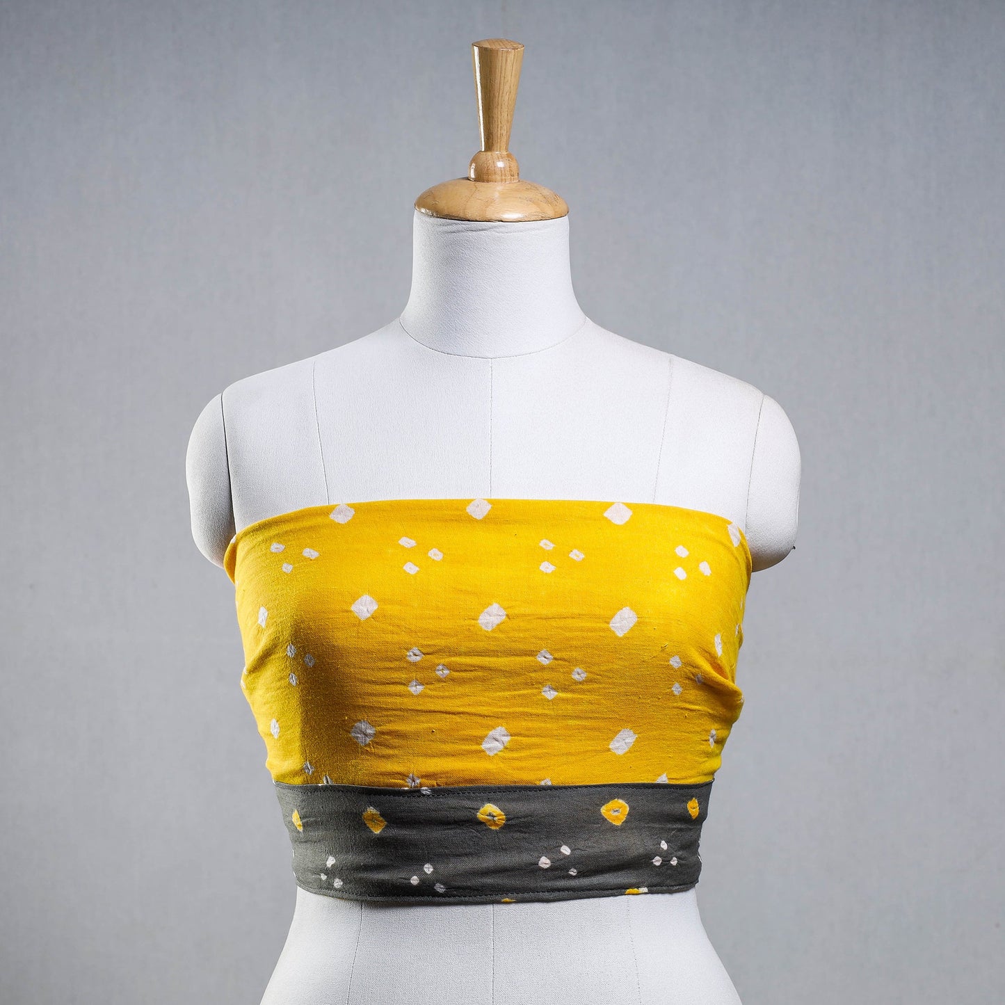 Yellow - Bandhani Tie-Dye Cotton Blouse Piece