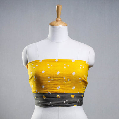 Yellow - Bandhani Tie-Dye Cotton Blouse Piece