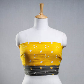 Yellow - Bandhani Tie-Dye Cotton Blouse Piece
