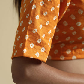 Yellow - bandhani tie-dye cotton stitched blouse