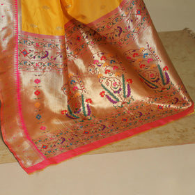 Yellow - bangalore silk paithani saree 05 - handcrafted