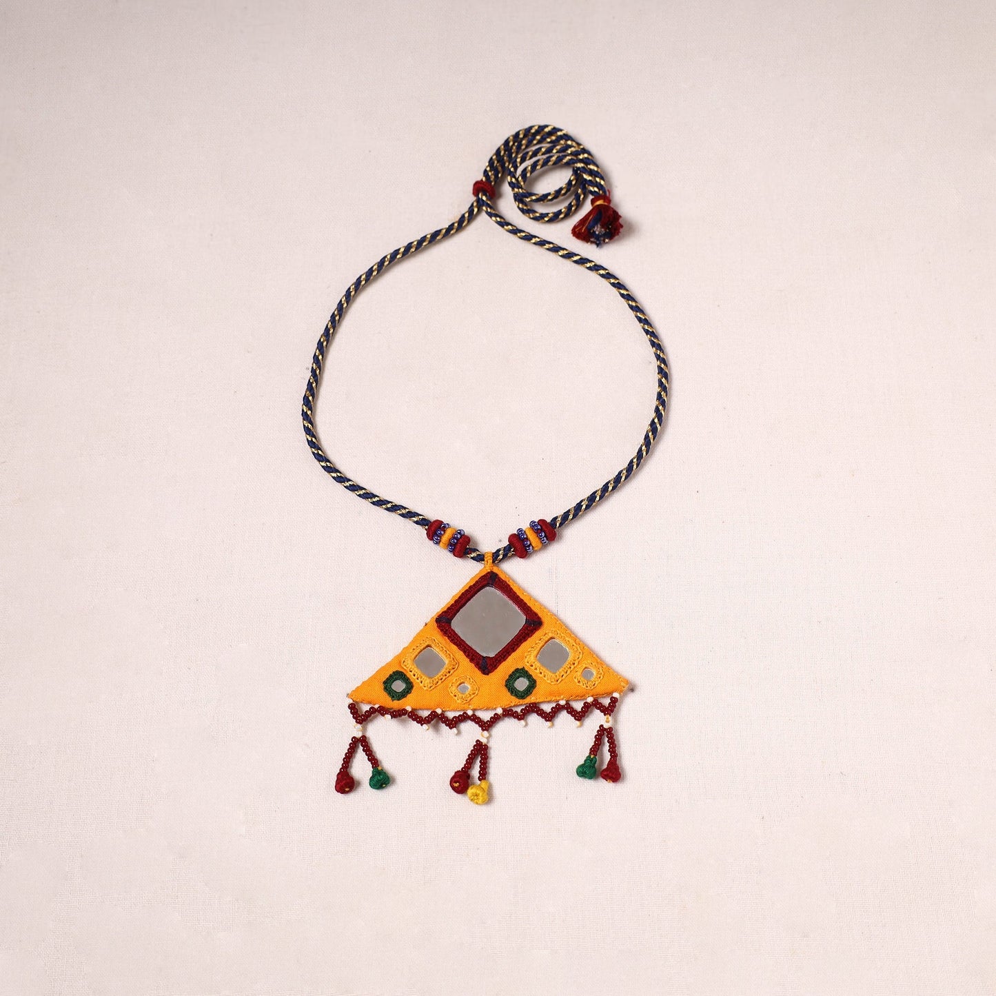Banjara embroidery mirror & bead work handmade necklace 01