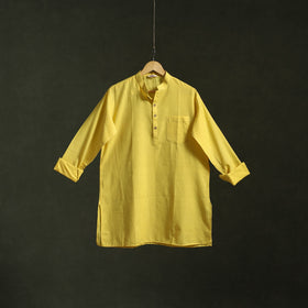 Yellow - baragaon handloom cotton short kurta for men 04