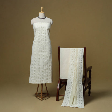 Barmer applique cut work cotton 3pc unstitched dress