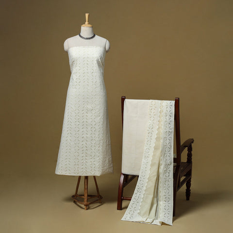 Barmer applique cut work cotton 3pc unstitched dress