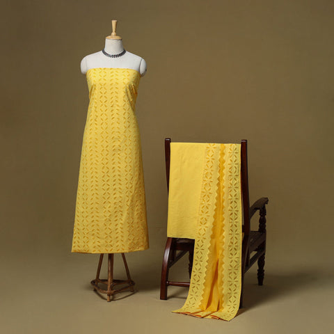 Barmer applique cut work cotton 3pc unstitched dress