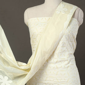 Buy Yellow 3pc Cut Work Cotton Barmer Applique Dress Material