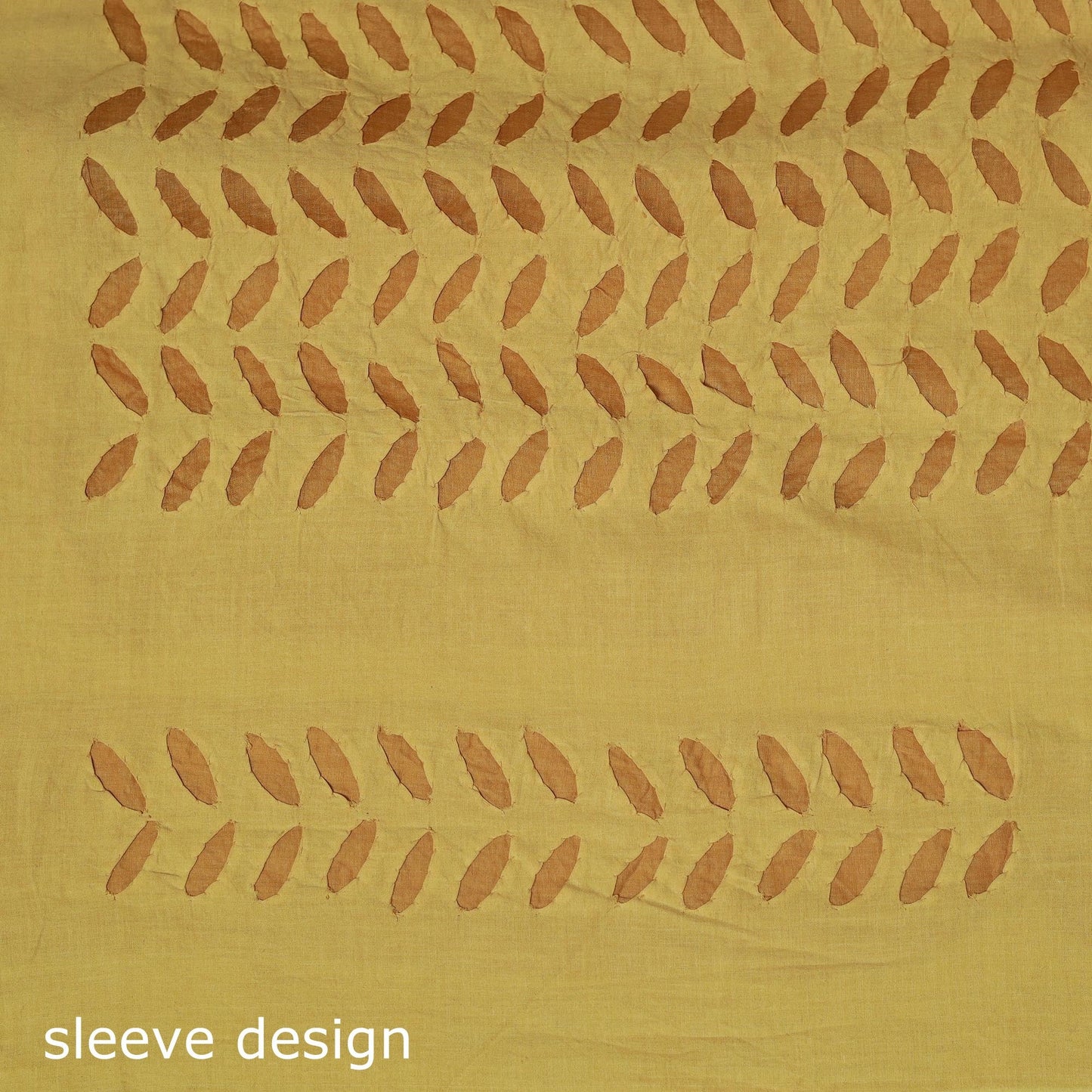 Yellow - barmer cut work cotton applique 3pc unstitched