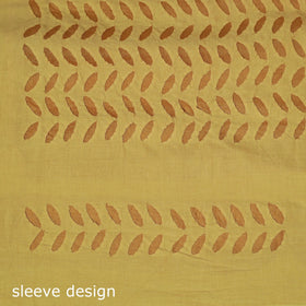 Yellow - barmer cut work cotton applique 3pc unstitched