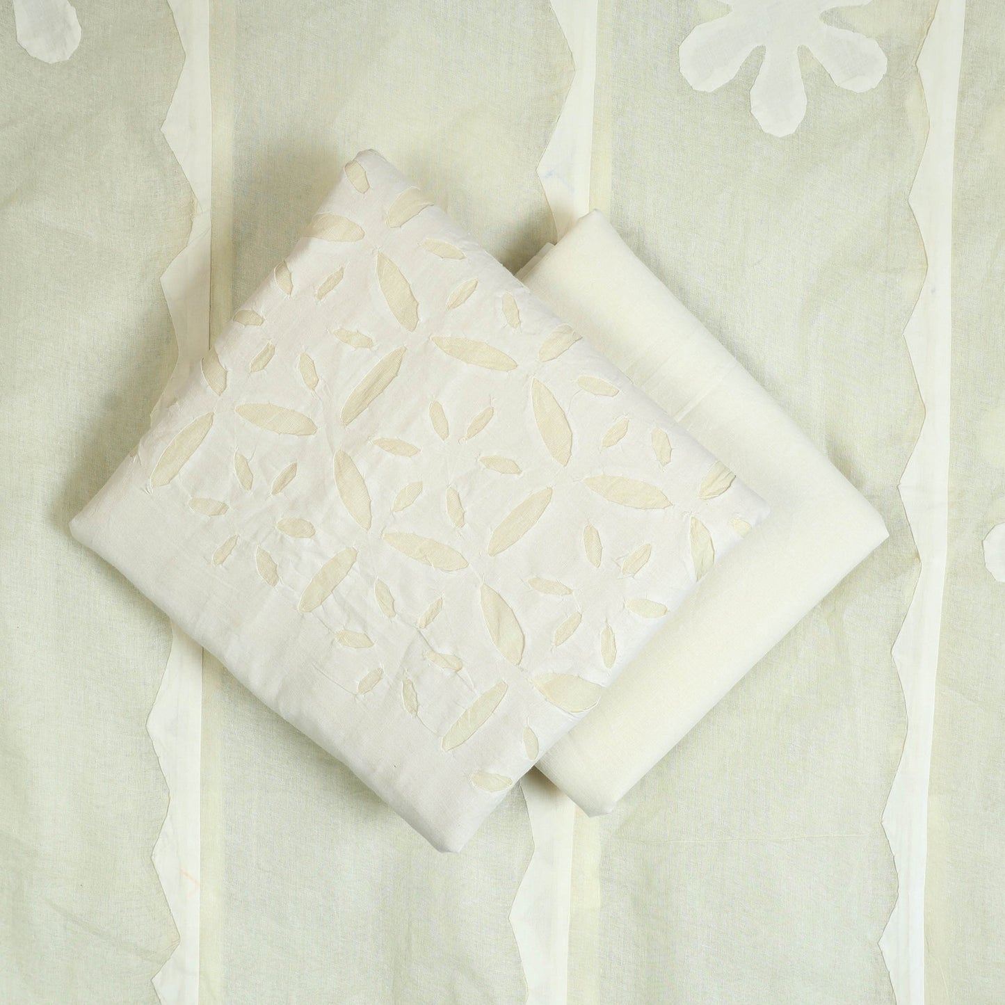 Buy Yellow 3pc Cut Work Cotton Barmer Applique Dress Material