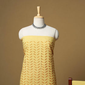 Yellow - barmer cut work cotton applique 3pc unstitched