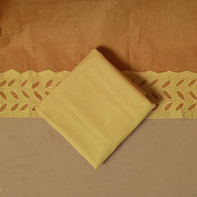 Yellow - barmer cut work cotton applique 3pc unstitched