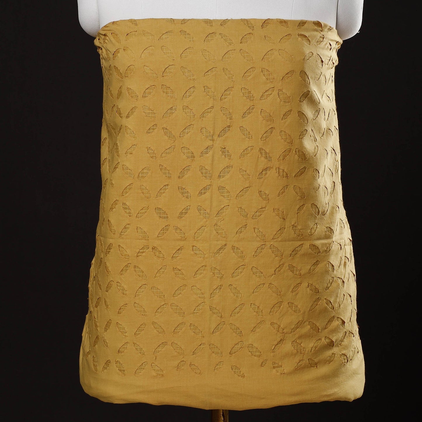  Yellow 3pc Cut Work Cotton Barmer Applique Dress Material