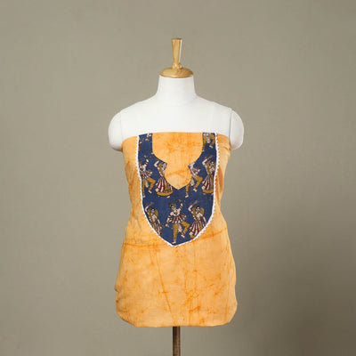 Buy Yellow Batik Print Patchwork Cotton Kurta Material