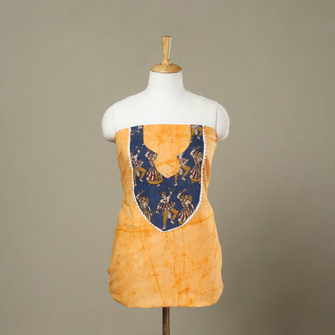 Buy Yellow Batik Print Patchwork Cotton Kurta Material