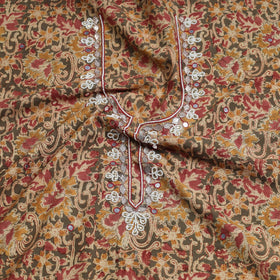  Bead Work Embroidery Kalamkari Block Printed Cotton Kurta Material 