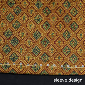   Bead Work Embroidery Ajrakh Block Printed Cotton Kurta Material 