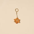 Beaded fabart flower keychain 03 - handcrafted