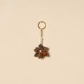 Beaded fabart flower keychain 08 - handcrafted