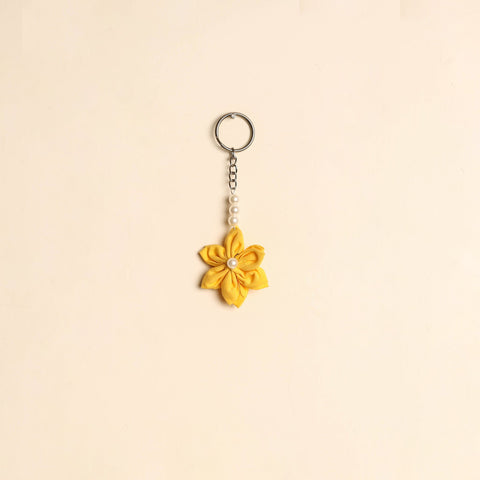 Beaded fabart flower keychain 12 - handcrafted