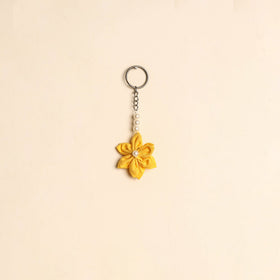 Beaded fabart flower keychain 12 - handcrafted