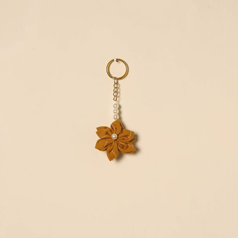 Beaded fabart flower keychain 18 - handcrafted