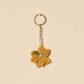 Beaded fabart flower keychain 24 - handcrafted