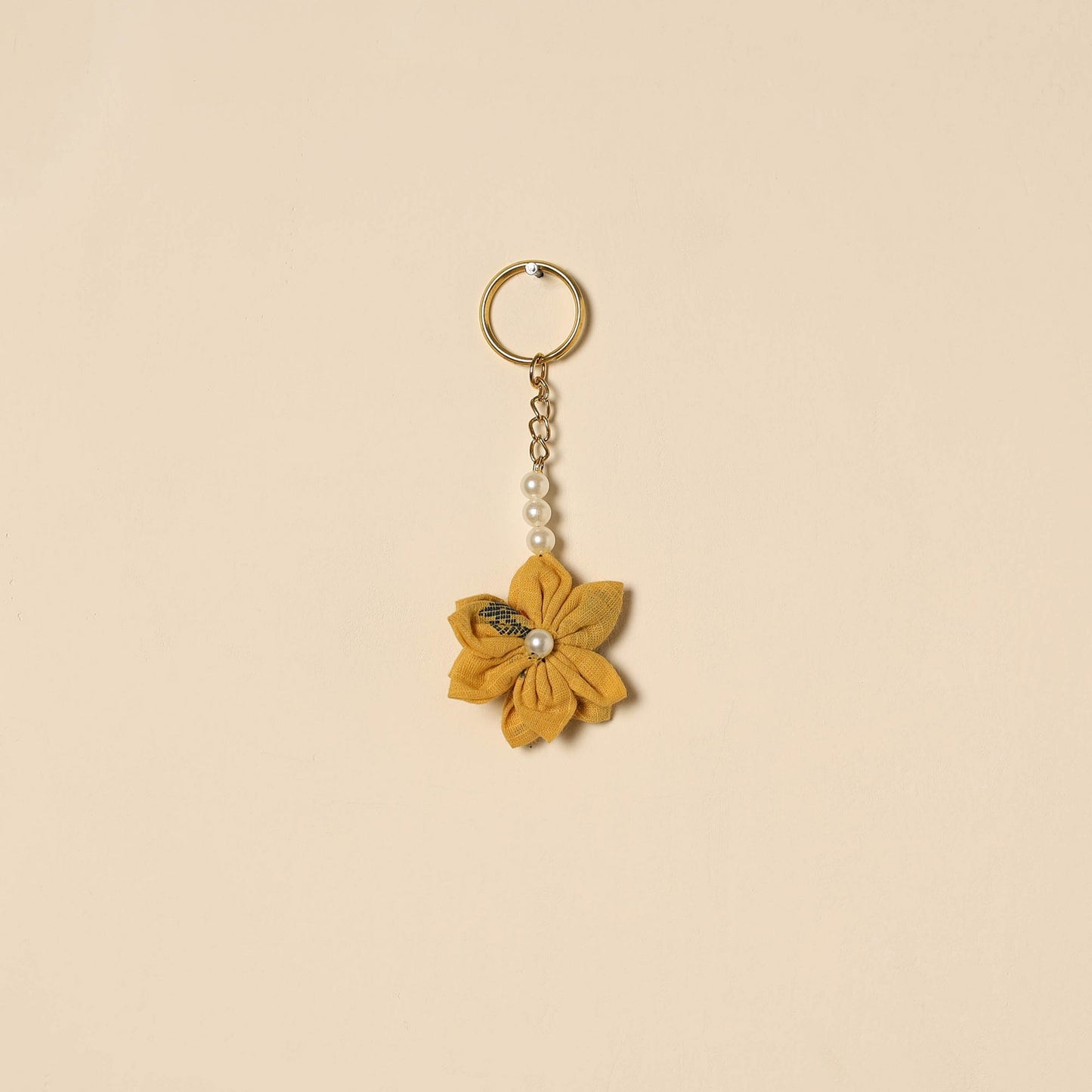Beaded fabart flower keychain 24 - handcrafted