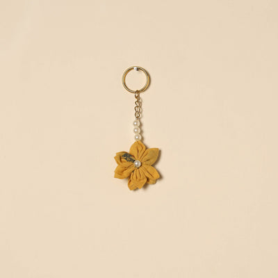 Beaded fabart flower keychain 24 - handcrafted