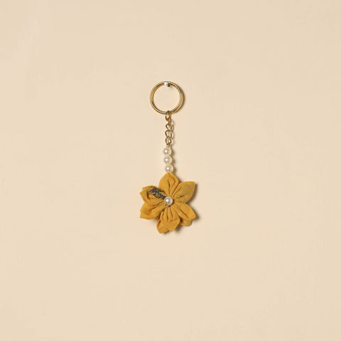 Beaded fabart flower keychain 24 - handcrafted