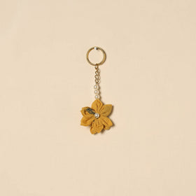 Beaded fabart flower keychain 24 - handcrafted