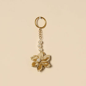 Beaded fabart flower keychain 27 - handcrafted