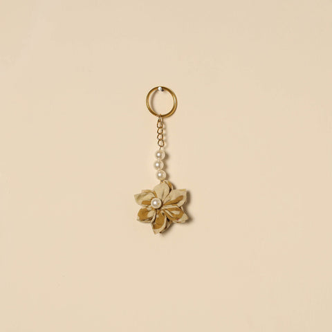 Beaded fabart flower keychain 27 - handcrafted