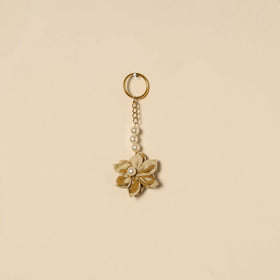 Beaded fabart flower keychain 27 - handcrafted