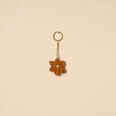 Beaded fabart flower keychain 31 - handcrafted
