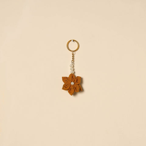 Beaded fabart flower keychain 31 - handcrafted